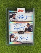 2025 Topps Tier One Triple Autographs Andruw Jones / Greg Maddux / Chipper Jones #TA-JMJ card