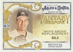 2018 Topps Allen & Ginter Fantasy Goldmine Andy Pettitte #FG-30 card
