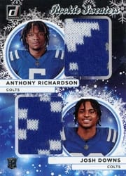 2023 Donruss Rookie Holiday Sweater Dual Relics Anthony Richardson / Josh Downs #HSD-4 card