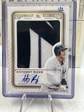 2023 Topps Definitive Collection Dual Autograph Relic Anthony Rizzo / Don Mattingly #DAR-MRI card