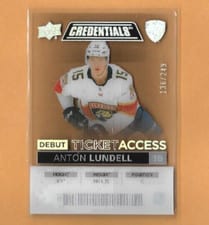 2021-22 Upper Deck Credentials Debut Ticket Access Acetate Anton Lundell #DTA-AL card