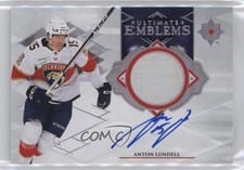 2023-24 Upper Deck Ultimate Collection Ultimate Emblems Autograph Anton Lundell #UE-LU card