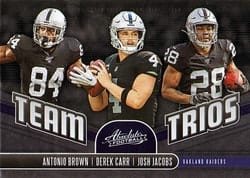 2019 Panini Absolute Team Trios Antonio Brown / Derek Carr / Josh Jacobs #TT-OR card