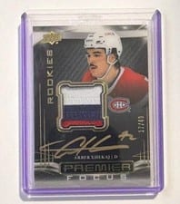 2022-23 Upper Deck Premier Premier Focus Rookies Autograph Patch Arber Xhekaj #PFPR-AX card