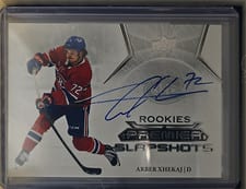 2022-23 Upper Deck Premier Premier Slapshots Autograph Rookies Arber Xhekaj #PSAR-AX card