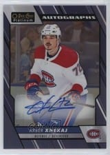 2023-24 O-Pee-Chee Platinum Blue Rainbow Autos Arber Xhekaj #BA-AX card