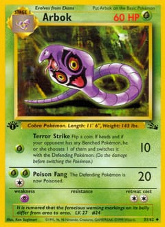 1999 Fossil Arbok #31 card