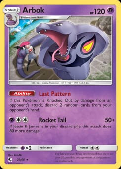 2019 Hidden Fates Arbok #27 card