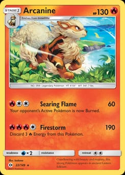 2017 Sun & Moon Arcanine #22 card