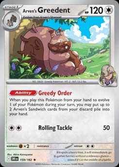 Destined Rivals Arven's Greedent #159 card