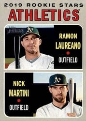2019 Topps Heritage Base Set Athletics 2019 Rookie Stars (Ramon Laureano / Nick Martini) #21 card