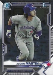 2021 Bowman Chrome Prospects Austin Martin #BCP-87 card