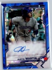 2021 Bowman Sapphire Edition Autographs Austin Martin #BSPA-AM card