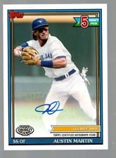 2021 Topps Pro Debut Autographs Austin Martin #PD-160 card