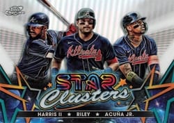 2023 Topps Cosmic Chrome Star Clusters Austin Riley / Ronald Acuña Jr / Michael Harris II #SC-9 card