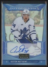 Auston Matthews 2024-25 O-Pee-Chee Platinum Blue Rainbow Autographs card