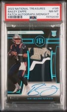 2022 Panini National Treasures Bailey Zappe #195 card