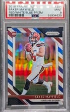 2018 Panini Prizm Baker Mayfield Red White Blue #201 card