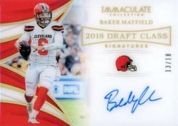 2021 Panini Immaculate Collection 2019 Panini Immaculate Collection Update II: Immaculate Draft Class Signatures Baker Mayfield #DCS-BMA card