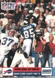1991 Pro Set Base Set Baker Scores Giants' First #49 card