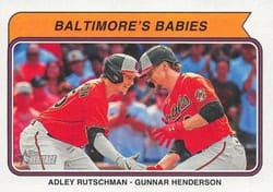 2023 Topps Heritage Combo Cards Baltimore's Babies (Adley Rutschman / Gunnar Henderson) CC #CC-4 card