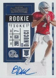 2020 Panini Contenders Base Set Ben DiNucci #217 card