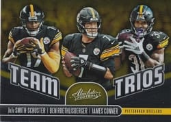 2019 Panini Absolute Team Trios Ben Roethlisberger / James Conner / JuJu Smith-Schuster #TT-PS card