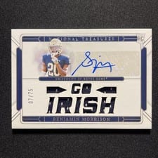 2025 Panini National Treasures Collegiate Team Slogan Signature Die Cut Benjamin Morrison #18 card