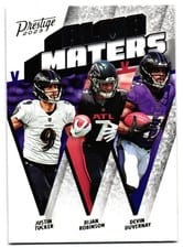 2023 Panini Prestige Alma Maters Bijan Robinson, Devin Duvernay, Justin Tucker #AM-24 card