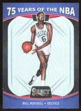 2021 Panini Select 75 Years of the NBA Bill Russell #65 card