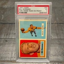 1957 Topps Bill Sherman Cor. Rams Team on Front #58 card