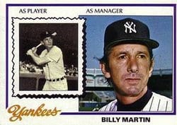 1978 Topps Base Set Billy Martin #721 card