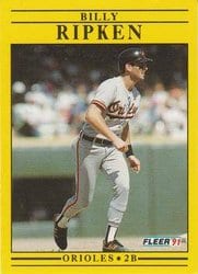 1991 Fleer Base Set Billy Ripken #489 card