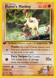 Gym Challenge Blaine's Mankey #63 card