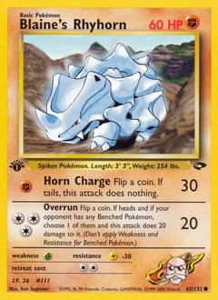 Gym Challenge Blaine's Rhyhorn #65 card