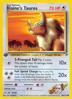 Gym Heroes Blaine's Tauros #64 card