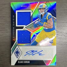 2024 Panini Phoenix Rising Rookie Dual Patch Autographs Blake Corum #RRDP-BCM card
