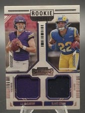 2024 Panini Contenders Rookie Ticket Dual Swatch Blake Corum / J.J. McCarthy #2 card