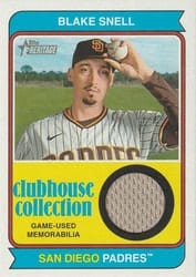 2023 Topps Heritage Clubhouse Collection Relics Blake Snell #CCR-BS card