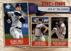 2019 Topps Big League Base Set Blake Snell / Trevor Bauer / Justin Verlander #363 card