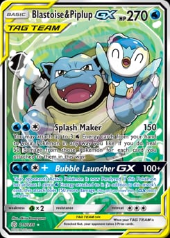 2019 Cosmic Eclipse Blastoise & Piplup-GX #215 card