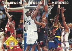1993-94 Hoops Base Set Blocks (Hakeem Olajuwon / Shaquille O'Neal / Dikembe Mutombo) #290 card