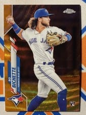 2020 Topps Chrome Bo Bichette Orange Wave Refractor #150 card