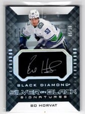 2021-22 Upper Deck Black Diamond Silver on Black Signatures Bo Horvat #SB-BH card