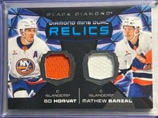2025-26 Upper Deck Black Diamond Diamond Mine Dual Relics Bo Horvat/Mathew Barzal #DMDR-HB card