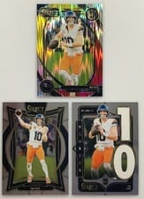 2024 Panini Select Bo Nix Red Yellow Prizm Shock #221 card