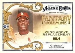 2018 Topps Allen & Ginter Fantasy Goldmine Bob Gibson #FG-50 card