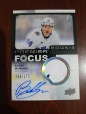 2023-24 Upper Deck Premier Premier Focus Autograph Patch Rookies Bobby McMann #PFR-BM card