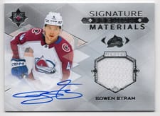 2023-24 Upper Deck Ultimate Collection Signature Materials Jersey Bowen Byram #UMS-BB card