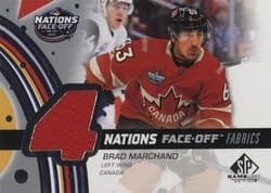 2025-26 SP Game Used 2025 4 Nations Face-Off Fabrics Brad Marchand #4N-BM card